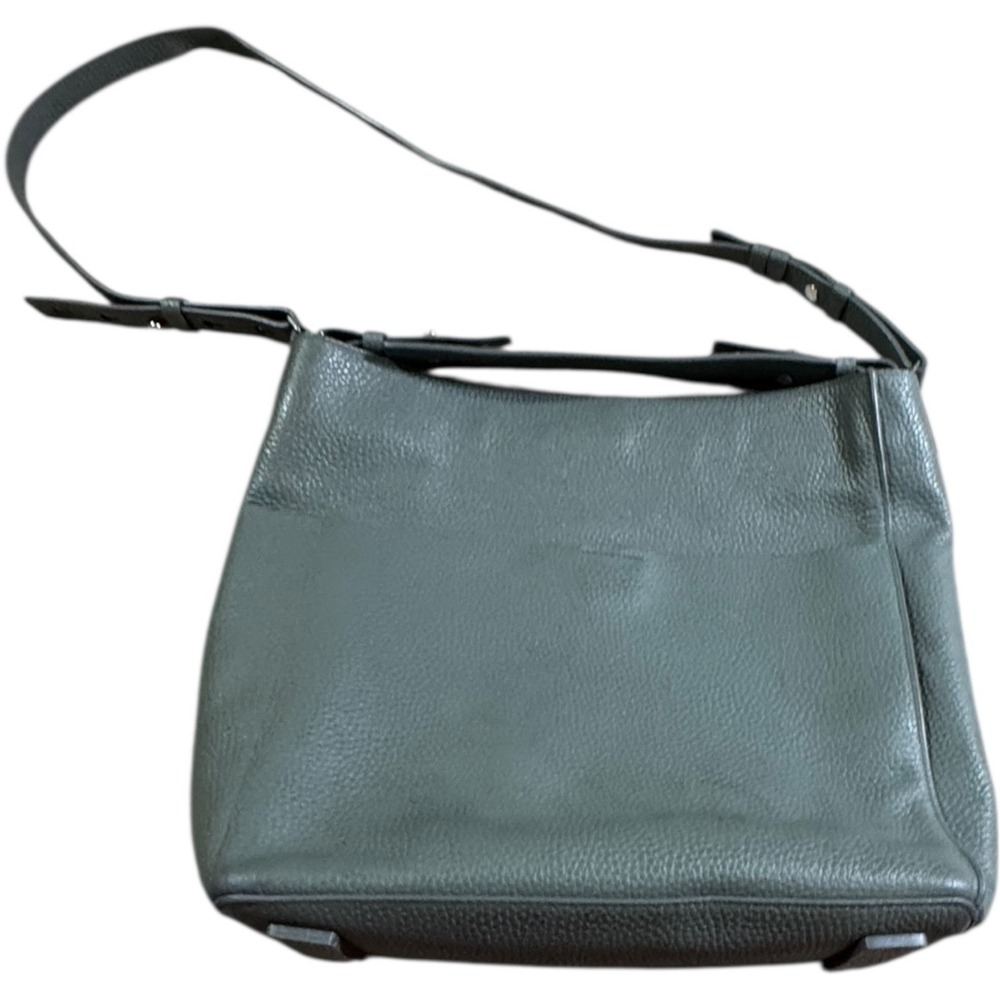 AllSaints Pebbled Leather Crossbody Bag | Magnetic Flap | Minimalist  Gray Green